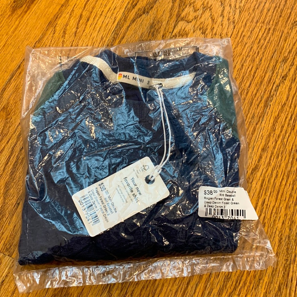 *Still in package!* Marine Layer Mini (ML Mini) Long-sleeve Baseball Tee